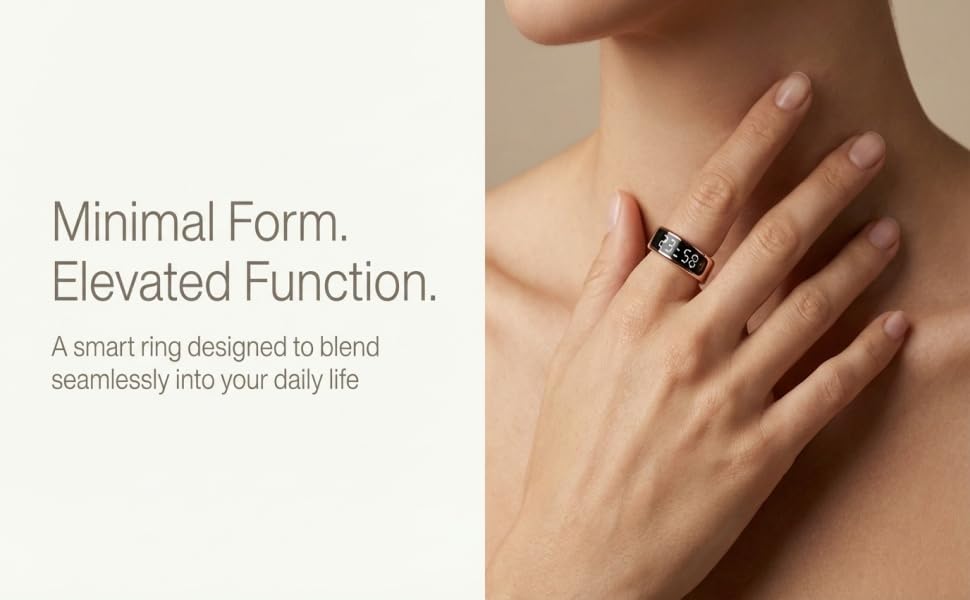 Smart Ring with Display for Men Women, Fitness Tracker Ring with Sleep Tracking, Heart Rate & Blood Oxygen Monitor, Activity Tracker Smart Ring with Step Counter (9#) - size: 9#