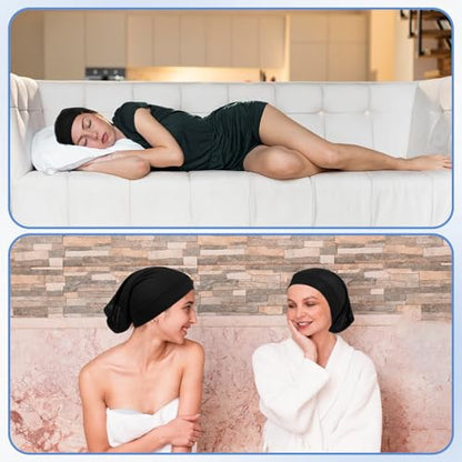 2 Pcs Hijab Undercaps No Slip Neck Cover for Women Under Hijab Cap Inner Undercap Head Wraps Scarf Solid Color Hijabs Sports Hijabs for Turban Tube Neck Cover Black