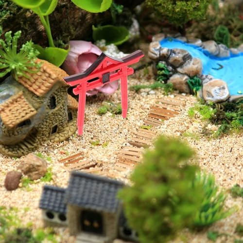 Yardwe Aquarium Torii Gate Fish Tank Decor 3-Pack Japanese Shinto Temple Resin Sculpture Weatherproof Micro Garden Ornament Aquarium Accessories
