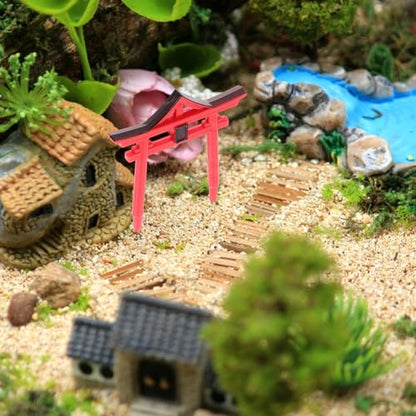 Yardwe Aquarium Torii Gate Fish Tank Decor 3-Pack Japanese Shinto Temple Resin Sculpture Weatherproof Micro Garden Ornament Aquarium Accessories