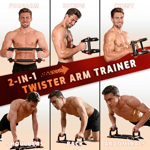Twister Arm Trainer with Push-Up Grips, Adjustable Resistance (20-90LB), Unisex Chest Workout Equipment, Spring Resistance Exerciser for Muscle Building & Shaping - size: 40-90lbs