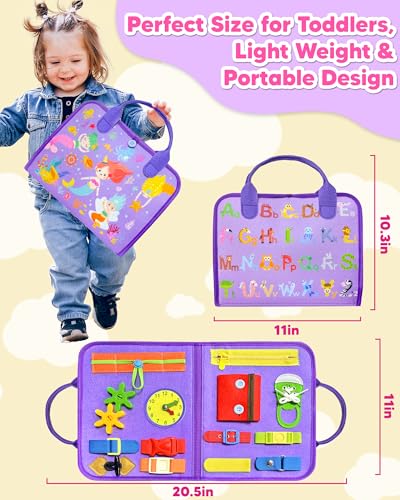 Exorany Busy Board Montessori Toys for Toddler Boy Girl Gifts Busy Book - style: Purple/P8