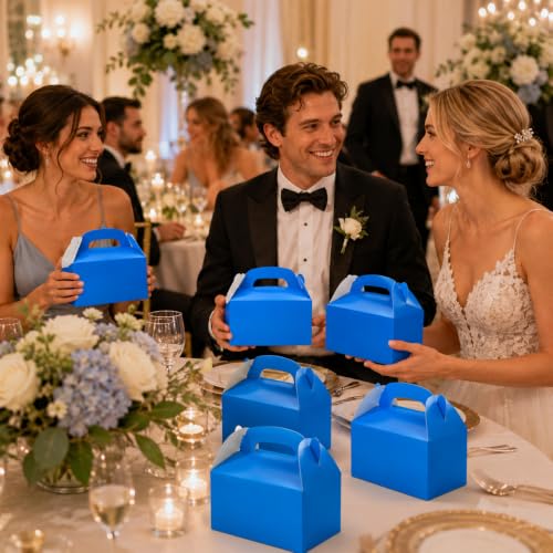 The Dreidel Company 25-Count Baby Blue Gable Treat Boxes, Party Favors, 6.25" x 3.5" x 3.5" Inch Box, - color: Blue