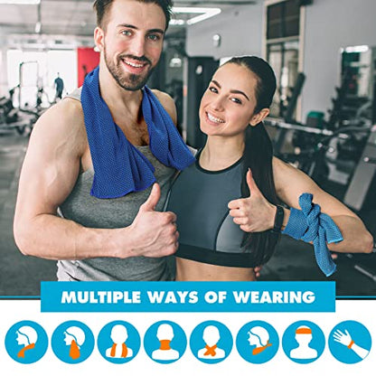 Honoson 20 Packs Cooling Towel Ice Towel Microfiber Sports Towel Breathable Chilly Towel with Bag Wet Towel for Neck Men Women Stay Cool Yoga Gym Golf Workout Travel Camping Beach Accessories - size: 40 x 12 Inch