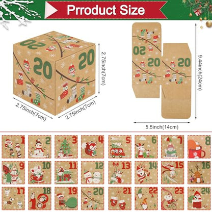 ONESING 24 Pcs DIY Christmas Advent Calendar Boxes for 2025, 24 Days Countdown Calendar Gift for Adults and Kids Christmas Cardboard Number Boxes Make & Fill Your Own Advent Calendar Boxes Lovely Xmas Party Present, Kraft Papper - color: Style-B