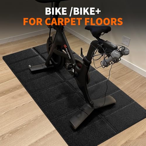 Mat for Exercise Bike Treadmill Walking Pad on Carpet 63x30,Compatible with Peloton, 1/4" Indoor Bike Trainer Mat for Hardwood Floors, Spin Stationary Bike, Equipment Stability, Noise Shock Absorption - size: 63"L x 29.5"W x 0.24"Th