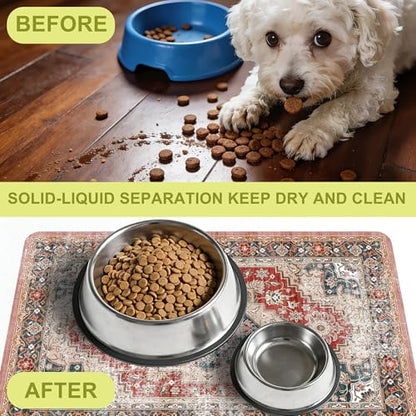 Cat Food Mat Pet Feeding Mats Dog Bowls Mat Cat Water Mat 12x20 Inch Boho8 - color: Bohemia Style 08