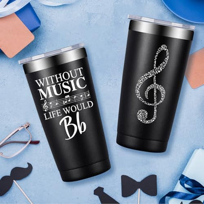 Fufandi Music Lover Gifts for Men Male, Him, Music Teacher Gift - Gifts for Musical Lovers, Musician Tumbler Gift - Tumbler Cup 20oz - color: Music Life Black