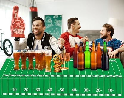 Kesfey 3 Packs Football Party Tablecloth 54 x 108 Inches Football Field Touchdown Tablecover Disposable Plastic Football Themed Birthday Table Cloth Gameday Tailgate Rugby Tablecloths for Superbowl - color: Green Football Field