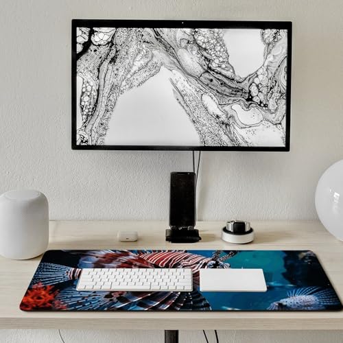 Large Size Gaming Mouse Pad Fish in Fish Tank Desk Mat Non-Slip Base Waterproof Desktop Writing Pad for Office Home - color: Fish in Fish Tank, size: 40x90cm