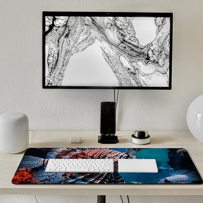 Large Size Gaming Mouse Pad Fish in Fish Tank Desk Mat Non-Slip Base Waterproof Desktop Writing Pad for Office Home - color: Fish in Fish Tank, size: 40x90cm