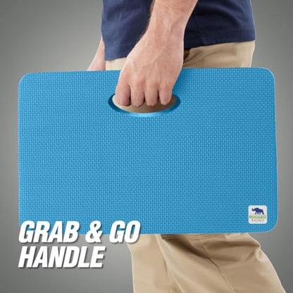 RUGGED RHINO Heavy Duty Patent Pending Kneeling Pad, Shock Absorbent Thick Knee Pads, Holds Up to 300 lbs, Protect Knees from Hard Concrete Surfaces, For Mechanics, Yard Gardening, Gym, Bright Blue - color: Bright Blue