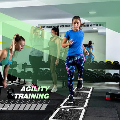 WinnerWhy Rubber Agility Ladder Non-Slip Rubber Speed Agility Training Ladder Pad for Soccer Football Footwork Training Equipment for Fitness Boxing Sports Quick Exercise Gym Workout - size: 8 ft