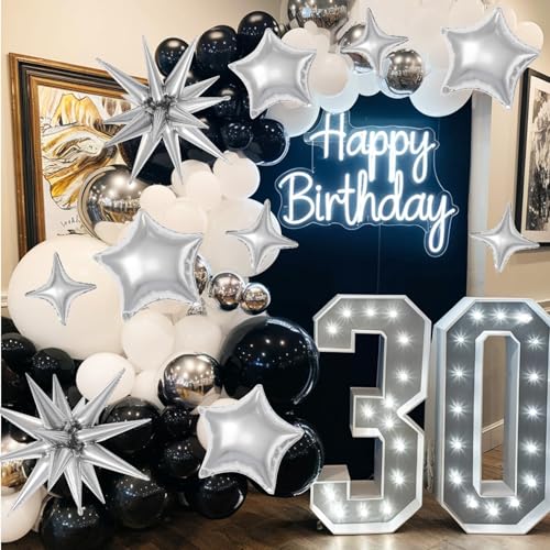 Silver Star Balloons,16Pcs 22/18/10 Inch Birthday Graduation Decorations - color: Silver