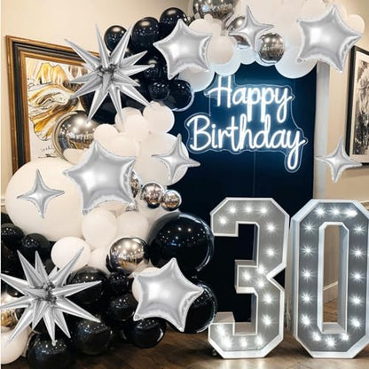 Silver Star Balloons,16Pcs 22/18/10 Inch Birthday Graduation Decorations - color: Silver