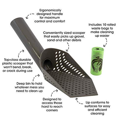 Cold Life Super Scoop Sifter Terrarium Bedding Substrate and Small Pet Cage Cleaner Shovel with 10 ct Poop Bags