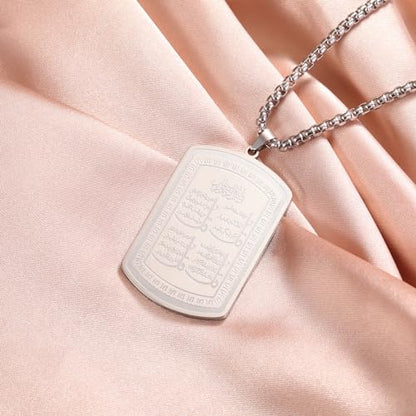 VASSAGO Islamic Allah Necklace for Men Women Stainless Steel Muslim Ayatul Kursi Necklace Islam Arabic Eid Ramadan Jewelry Gift - color: Silver Koranic Necklace