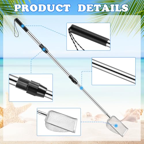 POILKMNI New Upgraded 2 Pcs Shark Tooth Sifter with Seashell Bags | Beach Sand Sifter, Sand Scoop Shell Scooper for Beach Scoop Shovel Sifter Tool Picking Up Shells, Shark Tooth Sifter Dipper - color: Black