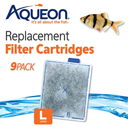 Aqueon Aquarium Fish Tank Replacement Filter Cartridges Large - 9 pack | Fish tank filter cartridge with activated carbon, rinse-install tab, change every 4 weeks, fits canister filter 200-400 - size: 9 Pack