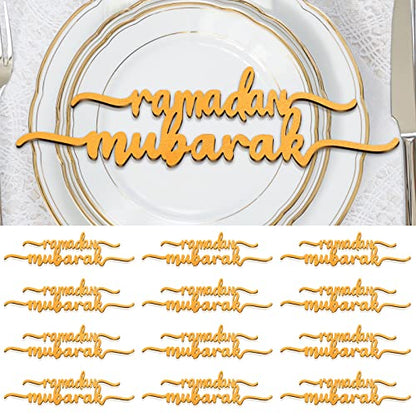 12 Piece Ramadan Wood Signs - Ramadan Mubarak & Kareem Islamic Table Decor for Eid & Party - style: Ramadan Style