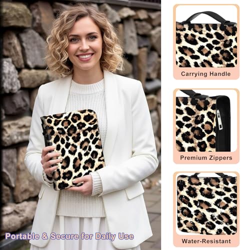 PU Leather Bible Cover with Handle & Pockets, Large Capacity Bible Case, Water-Resistant Scripture Organizer Bag with Bonus Card Holder, Christian Gift for Women & Men, Leopard Print 02 - color: Leopard Print 02