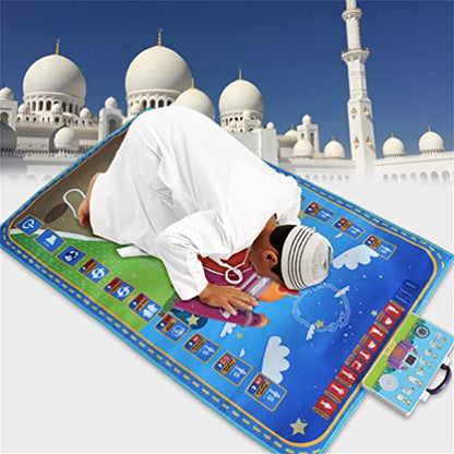 Adult Educational Interactive Prayer Mat-Islamic Gifts Muslim Blue - style: Blue-MMM
