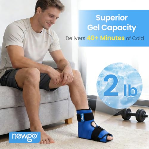 NEWGO Ice Pack Foot Ankle Ice Pack Wrap for Plantar Fasciitis, Foot Surgery Recovery, Hot Cold Therapy Ice Boot Foot for Bunions, Ankle Injury, Swelling, Burning Feet - Blue - color: Blue