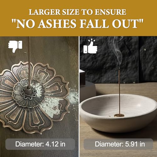 Koville Natural Marble Incense Holder, Incense Holder for Sticks with 9 Holes, Handmade Incense Burner Ash Catcher for Meditation Yoga SPA, Balsam Fir/Palo Santo/Sage/Cone Incense Bowl(Grey) - color: D=150-beige