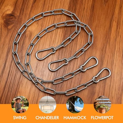 Heavy Duty Stainless Steel Chain, 20 Inch Stainless Steel Swing Chain with 2 Carabiners, Security Chain Suitable for Boxing Punching Bag, Porch Swing Hammock Chair Hanging - color: 20 Inch 2 Pcs