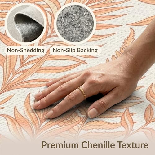 4'x6' Washable Bohemian Leaf Accent Rug, Peach Non-Shedding Small Carpet Pet Friendly & Non-Slip for Playroom, Bedroom, Reading Nook | Ref:1991830 - color: Beige/Pattern 23, size: 4' x 6' (Rectangular)