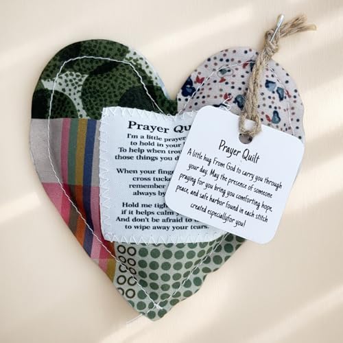 2-Pack Handmade Prayer Quilt with Cross Inside, Pocket Size Comfort Quilts, Christian Sympathy Gift, 4 x 4 inches