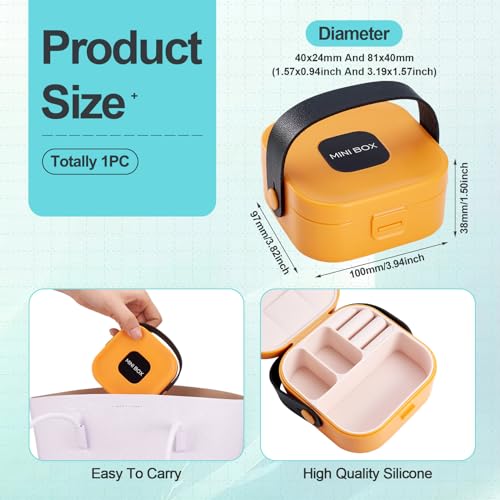 Silicone Jewelry Boxes Present Box,PU Leather Travel Jewelry Case,Mini Jewelry Box Travel Jewelry Box Jewelry Gift Boxes Necklaces Earrings Bracelets Boxes for Women,Orange - color: Orange