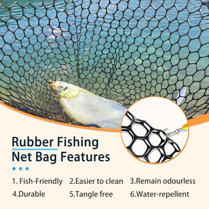 Telescoping Metal Lock Fishing Net Blue Aluminum Alloy Rubber Fish Net - Adjustable Length Lightweight Foldable Large Fishing Net with Handle Collapsible Extendable Fishing Accessories - color: Orange:3-section pole|length:63.7"