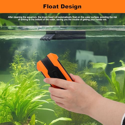 hygger Aquarium Magnetic Brush, Fish Tank Glass Algae Scrubber with Detachable Stainless Steel and Plastic Scraper, Magnetic Fish Tank Cleaner for Glass/Acrylic Fish Tank - size: M for tank thickness ≤ 0.6"