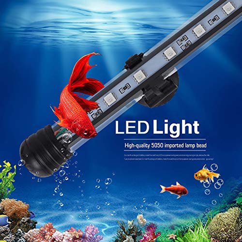 MQ 12 in Submersible LED Aquarium Light, 2W Color Changing Fish Tank Light with Remote Control, IP68 Crystal Glass 12 LEDs Lights Bar, for Fish Tank 15-20 inch - size: 12LED-Length 12"