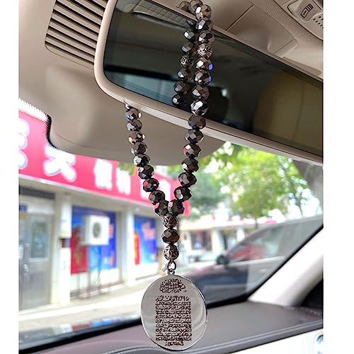 Muslim car Hanging AYATUL KURSI Prayer 33 Beads Ottoman Stainless Steel Crystal Car Pendant