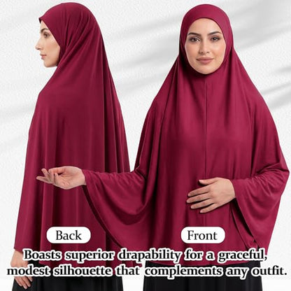 Ababalaya Women's Elegant Modest Muslim Islamic Ramadan Soft Lightweight Jersey Hijab Long Scarf - color: Burgundy, size: Medium