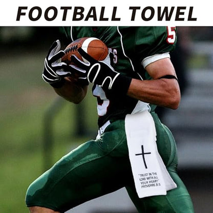 lotoo 2 Pcs Christian Cross Football Towel,Cotton Faith Bible Hook Loop Closure Quarterback QB Sports Towel for Men Youth Boys Adults - color: Proverbs 3:5(2pcs）