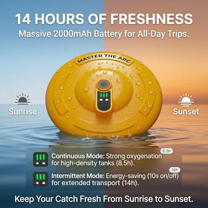 Ipx7 Floating & Rechargeable Bait Bucket Aerator Ultra, Aerator for Fish, Perfect for Fish Tank Use, Bait Bucket Storage, and Secure Live Bait Transportation During Fishing Trips