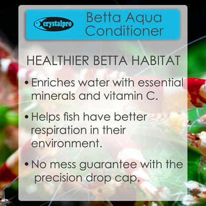 Crystalpro Betta Water Conditioner (Treats 660 Gallons) - Instantly Neutralizes Chlorine & Ammonia, Tap Water Treatment (4.2 Fl Oz / 125ml)