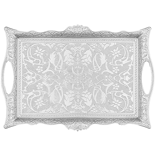 Alisveristime Big Square Zamac Serving Tray, 14.5 x 9.85 in (Silver) - color: Silver