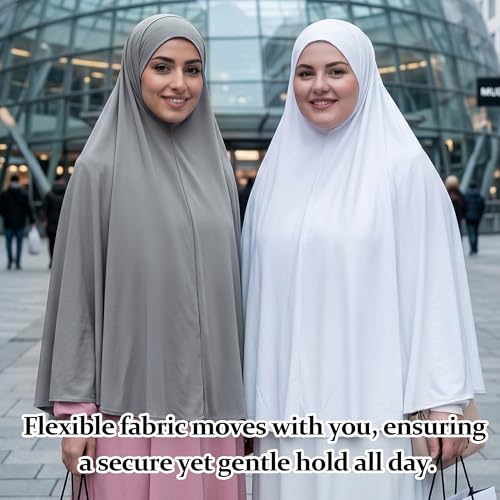 Ababalaya Women's Elegant Modest Muslim Islamic Ramadan Soft Lightweight Jersey Hijab Long Scarf - color: Grey, size: Large