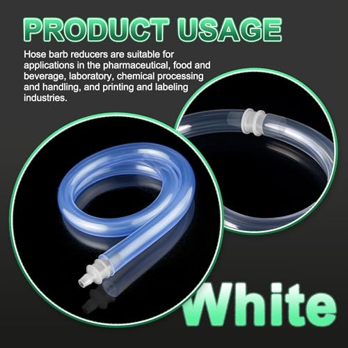 PATIKIL Hose Barb Reducer, 6 Pcs 3/8" to 3/16" Hose ID Connectors Joint Plastic Pipe Fitting Splicer Mender Union Adapter for Air Water Fuel Gas Aquarium, White - size: 3/8" to 3/16"