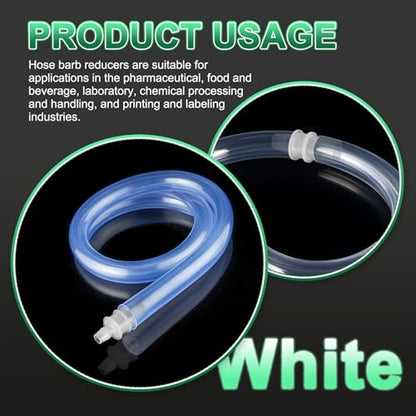 PATIKIL Hose Barb Reducer, 6 Pcs 3/8" to 3/16" Hose ID Connectors Joint Plastic Pipe Fitting Splicer Mender Union Adapter for Air Water Fuel Gas Aquarium, White - size: 3/8" to 3/16"