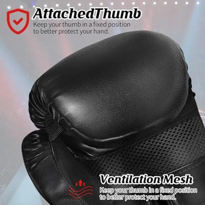 Boxing Gloves for Men Women, Training Sparring Boxing Gloves, Heavy Punching Bag Workout Gloves for Boxing Kickboxing Muay Thai Mixed Martial Arts MMA Training - color: Black(2pack)