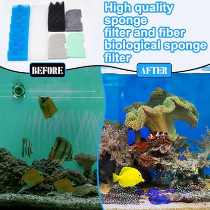Threlaco 52 Pcs Replacement Filter Media Kit Compatible with Fluval 406/407 Aquarium Filters Include 12 Biological Foams Ammonia Remover Phosphate Pads Nitrite Remover, Towel and Grease - style: 406/407
