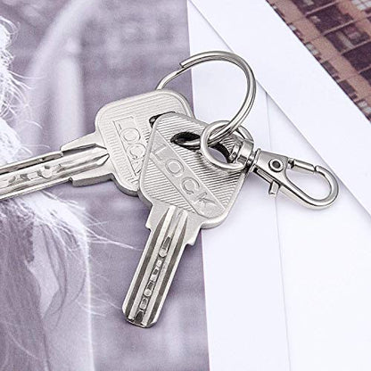 120PCS Premium Swivel Lanyard Snap Hook with Key Rings, Metal Keychain Hooks for Jewelry Making, Crafts (Silver) - color: silver