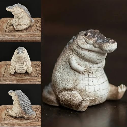 Small Crocodile Fish Tank Decorations, Cute Lively Crocodile Aquarium Decoration, Animal Fish Tank Display Decor,Ornamen Artificial Resin Accessories 2 Pack