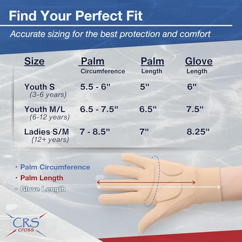 CRS Cross Padded Ice Skating Gloves. Warm Padded Protection for Figure Skating Testing, Practice, Dance Competitions, Roller Skaters and Cheerleading. - color: Tan, size: Youth Small-Toddler