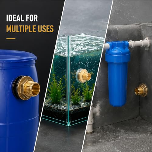 3/4 Inch Brass Bulkhead Fitting G1 Male & Female Water Tank Connector Adapter Fitting with 4 Rubber Gasket, Thru-Bulk Pipe Fitting for Rain Barrels Aquariums Ponds Industrial Plumbing - size: G3/4